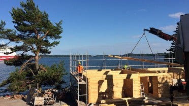 Building a Large Wooden Sauna in Finland